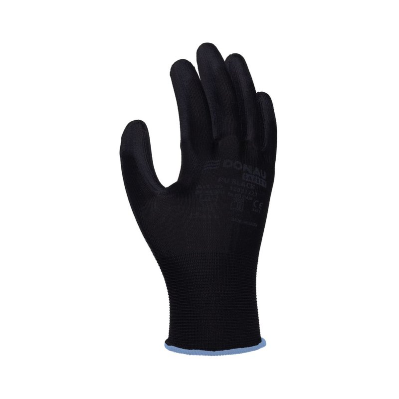 Rękawice Donau Safety Pu Black Kat. II Rozm. 9 Czarne  /DONAU SAFETY