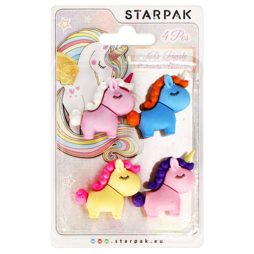Gumka 3D Puzzle Unicorn 4szt. /Starpak