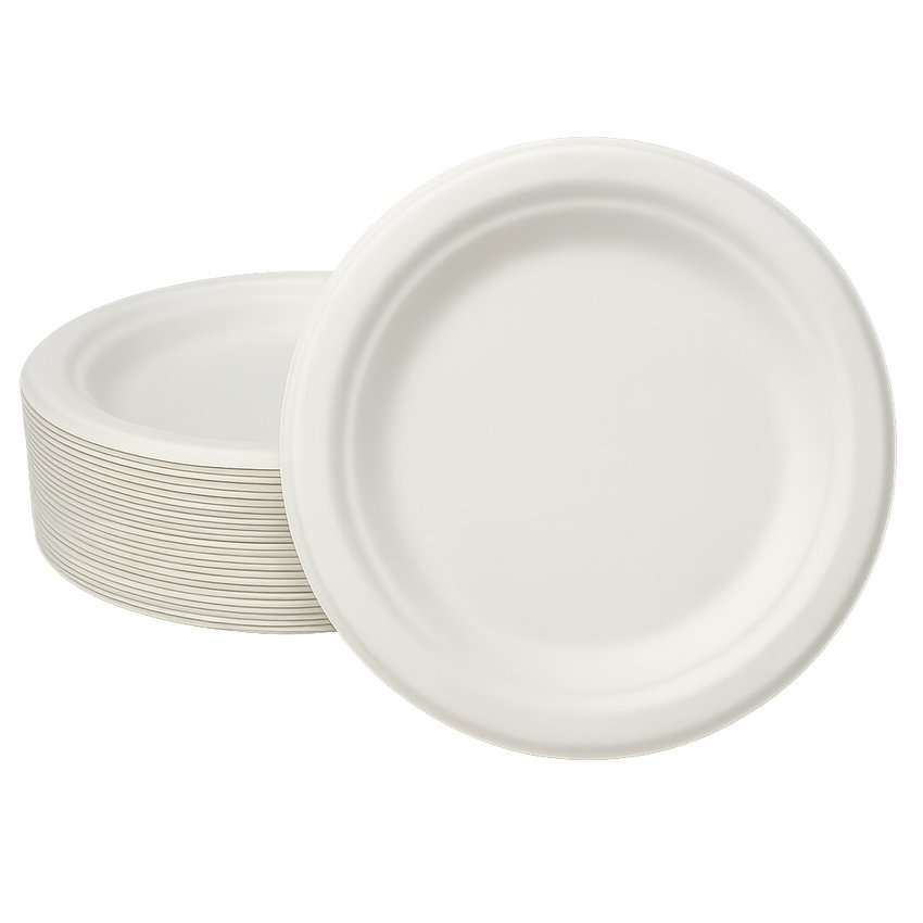 Talerz Okrągły z Trzciny Cukrowej śr.22,5cm Bio 50szt.  /Love Nature