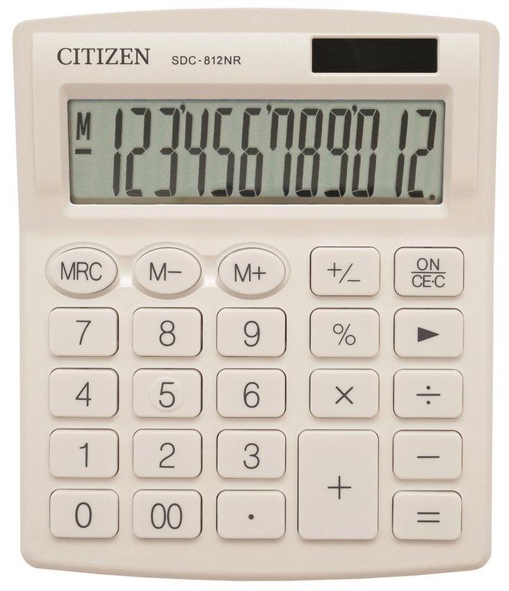 Kalkulator Biurowy Citizen Sdc-812Nrwhe 12-Cyfrowy 127X105mm Biały