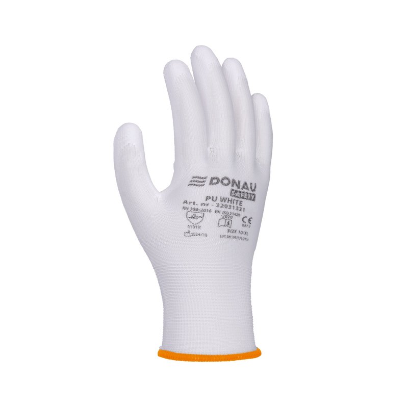 Rękawice Donau Safety Pu White Kat. II Rozm. 7 Białe  /DONAU SAFETY
