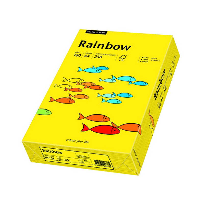 Papier Xero Rainbow A4 160G Żółty Ciemny R 18