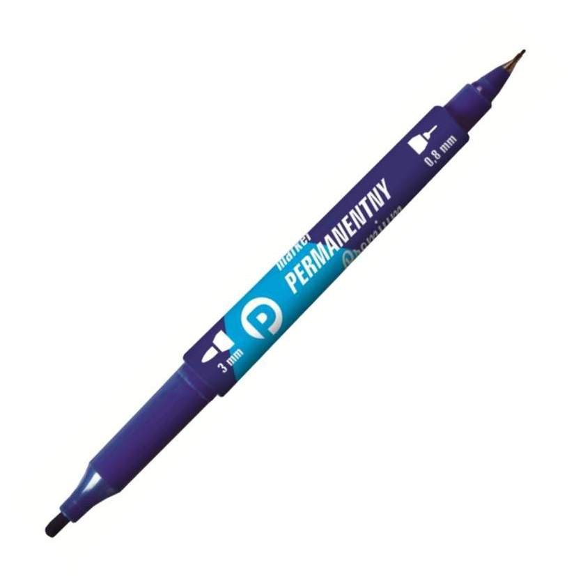 Marker Permanentny Tetis 2 końcówki Niebieski KM501-N2