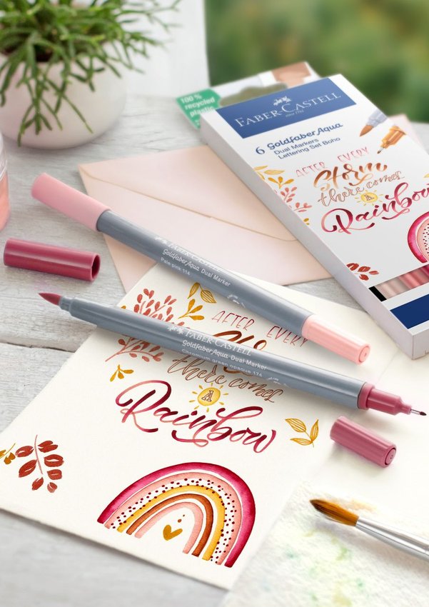 Pisak Akwarelowy Goldfaber Aqua Dwustronny Zestaw Do Handletteringu Boho 6 Szt. Faber-Castell