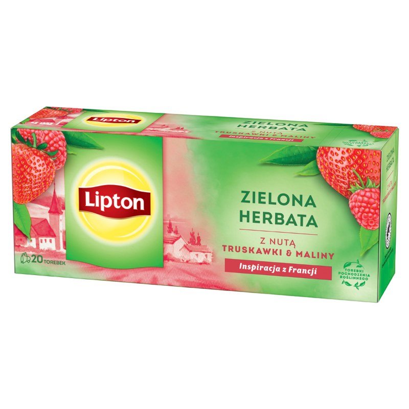 Herbata Lipton Zielona Z Nutą Truskawki I Maliny 20 Torebek