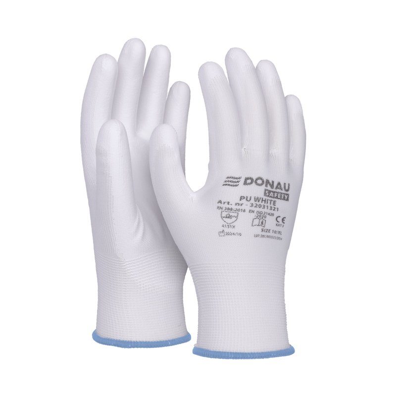 Rękawice Donau Safety Pu White Kat. II Rozm. 9 Białe  /DONAU SAFETY