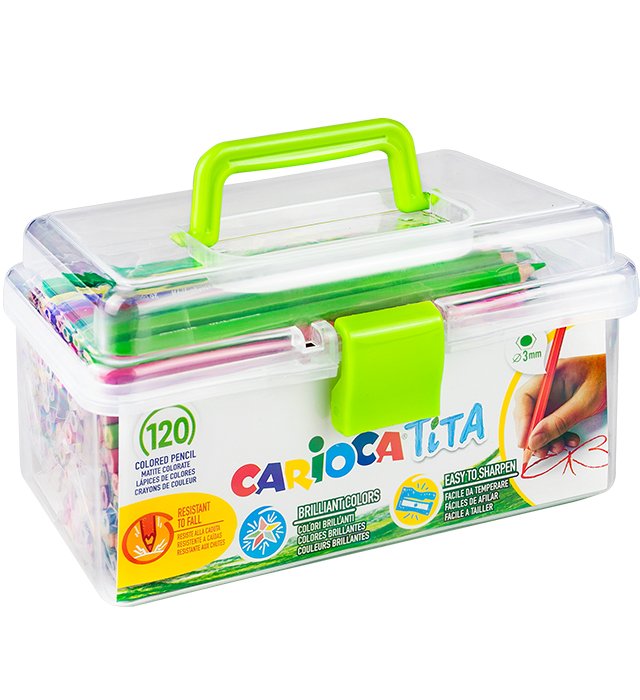 Kredki ołówkowe Carioca Tita zestaw szkolny 120 szt. kuferek (42800)