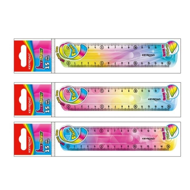 Linijka elastyczna tęczowa 15 cm /  Keyroad