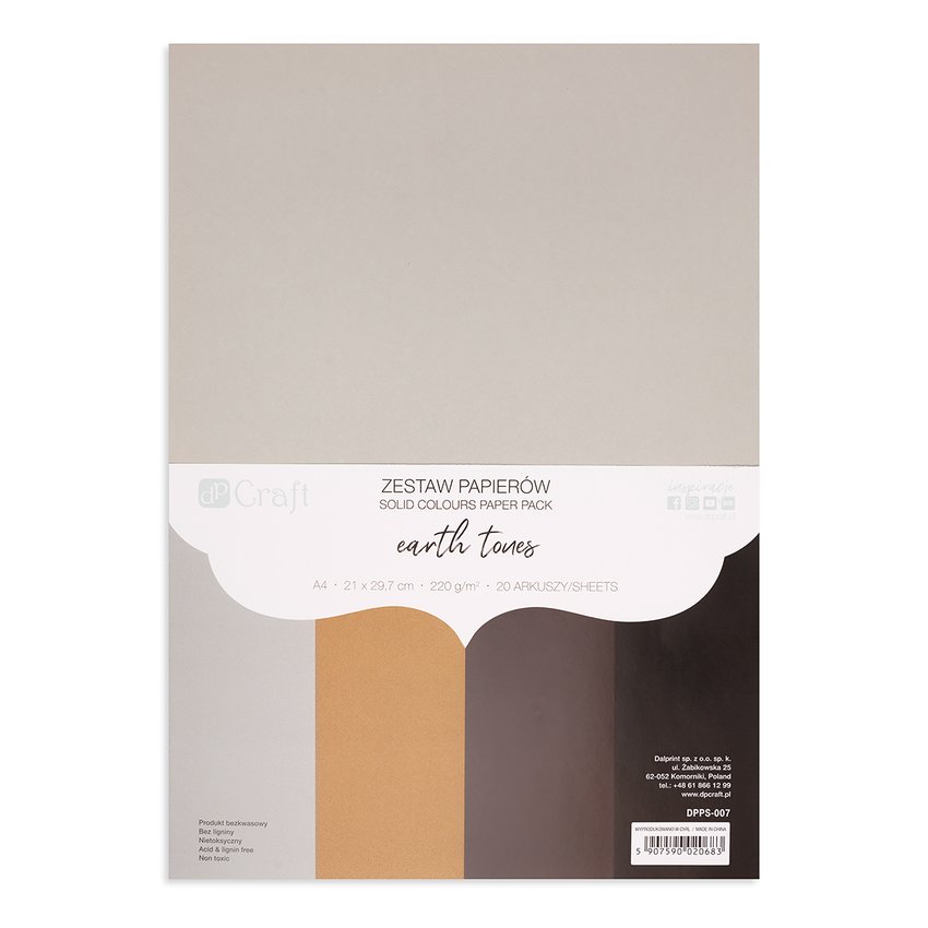 Zestaw Papierów 220G - Earth Tones A4 20 Ark.  /DpCraft