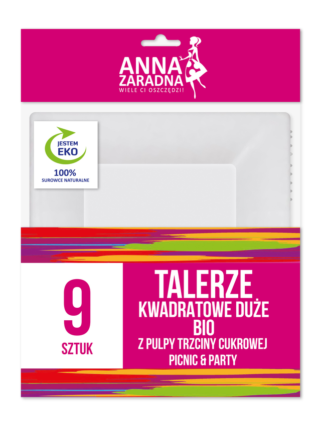 Talerze kwad. DUŻE BIO z pulpy trz. cuk. 6szt+3szt GRATIS / AZ