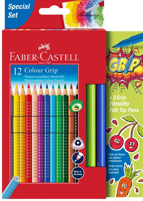 Kredki Grip 2001 12 Kol.+2 Flamastry Grip Faber-Castell