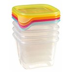 Zestaw Kwadratowych Pojemników Na Żywność Fresh&Go 4x0,45L Transparentne Mix / Curver 212947