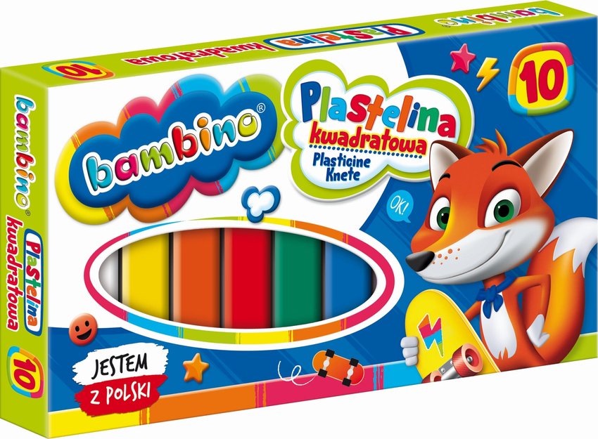 Plastelina kwadratowa Bambino 10 kolorów, 18 g / St.Majewski