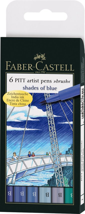 Pitt Artist Pen Blue Etui 6 szt. Faber-Castell