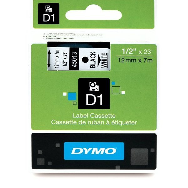 Taśma Dymo D1 12mm x 7m (45013) Biała/Czarny Nadruk