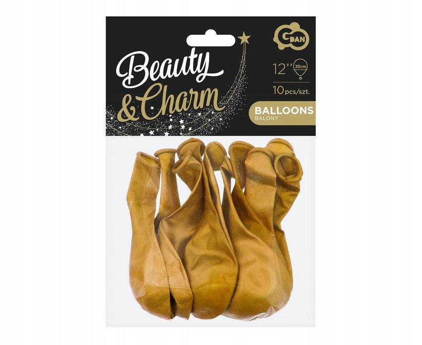 #BL Balony Beauty&Charm, metaliki c. złote 12 cali/ 10 szt.
