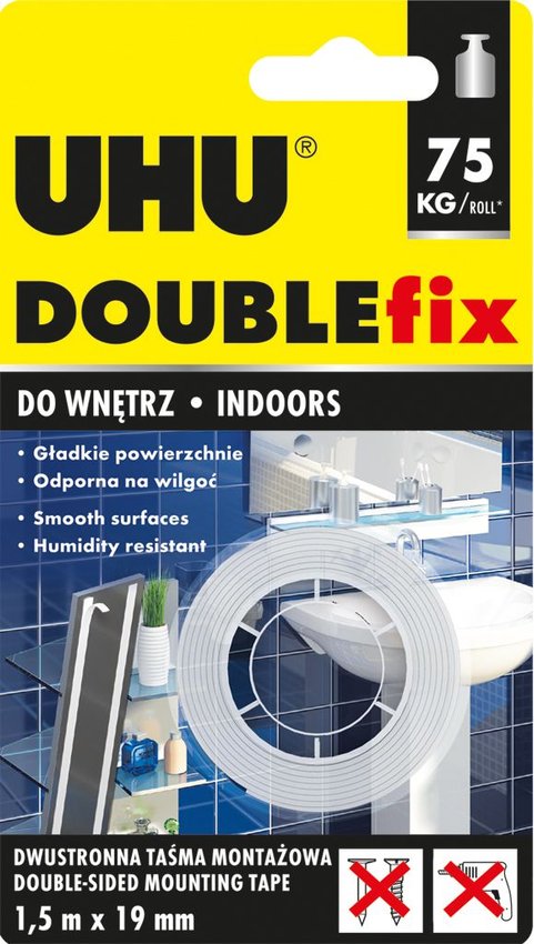 Dwustronna Taśma Montażowa Do Wnętrzextra Mocna 19Mmx1,5M Blister /Uhu