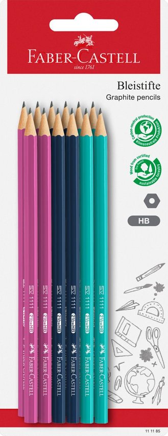 Ołówek 1111 Hb Mix Kolorów 12 Sztuk Blister Faber-Castell