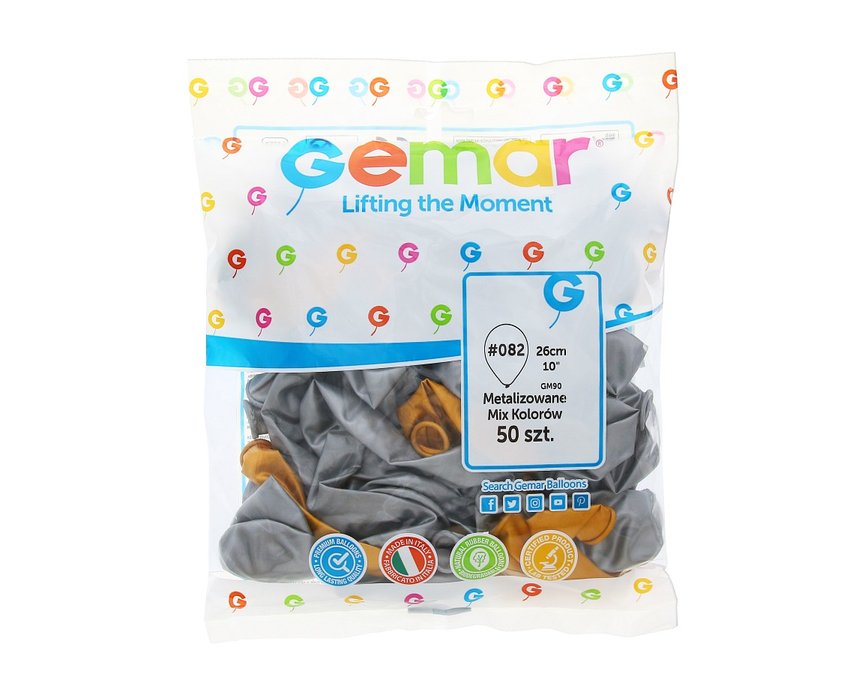 #BL Balony GM90 metal 10" - złote i srebrne/ 50 szt.