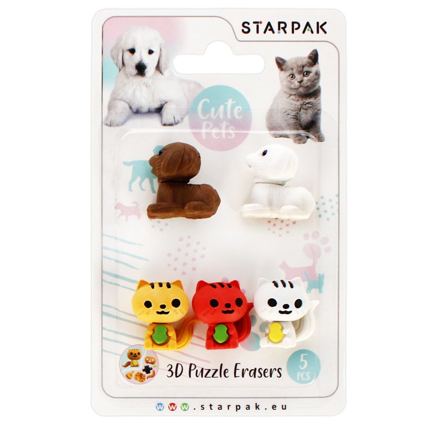 Gumka 3D Puzzle Cuties 5szt. /Starpak