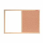 Tablica Duo Korkowo-Suchościeralna Magnetyczna Biała Rama Drewniana 60x40 cm /Memobe