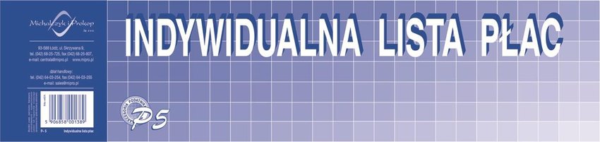Indywidualna Lista Płac 1/3 A5 Offset P5 /MiP