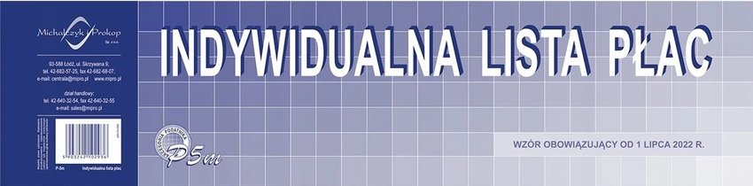 Indywidualna Lista Płac 1/3 A3