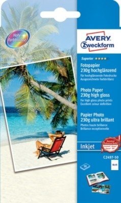 Papier Fotograficzny Superior 230g 50szt. Avery 100x150 Biały Wysokobłyszczący No.C2497-50