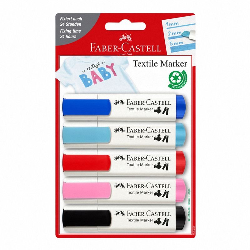 Markery Do Tkanin Zestaw Baby Shower 5 szt. Blister Faber-Castell