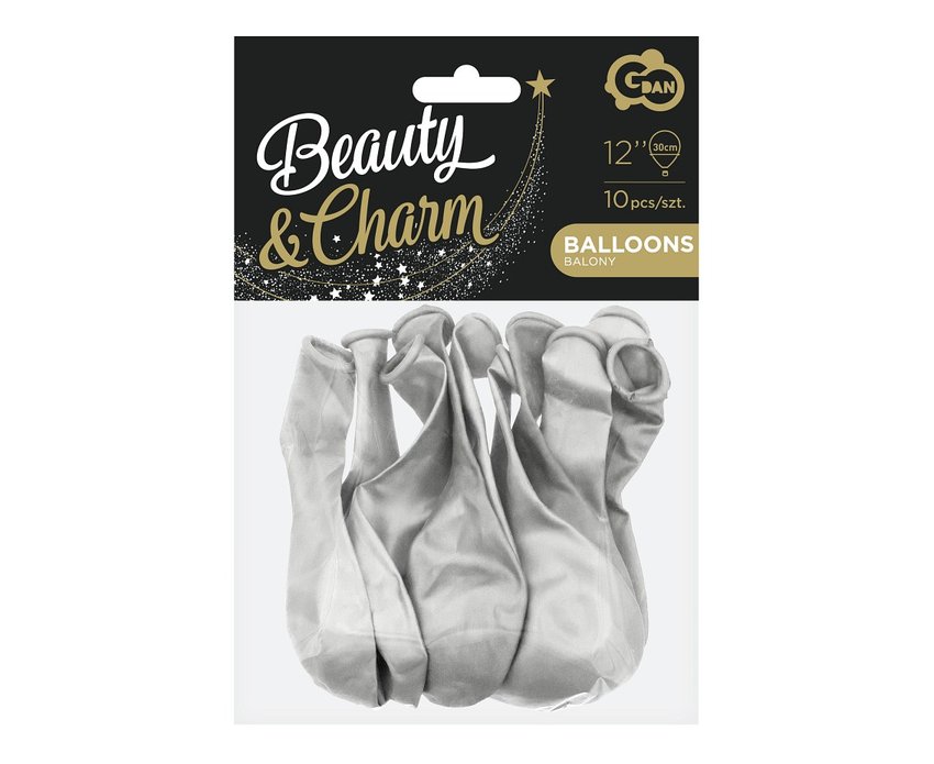 #BL Balony Beauty&Charm, metaliki srebrne 12 cali/ 10 szt.