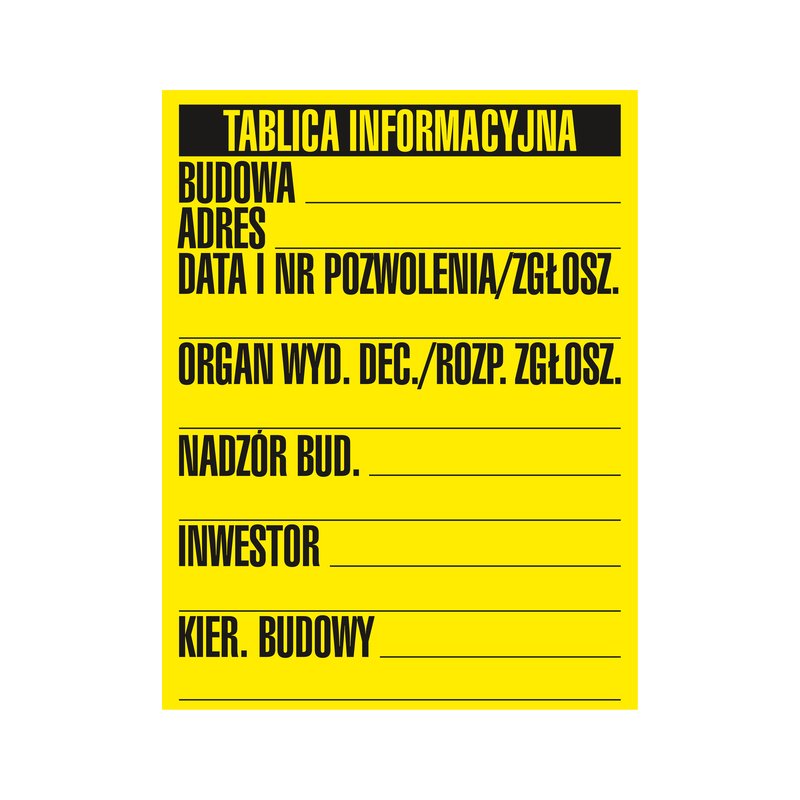 Znak TDC Budowlana Tablica Informacyjna  /TDC