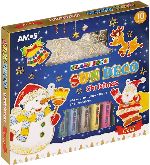 Farby witrażowe AMOS SD10P10-CH &#8211 10 kolorów + witraże Christmas