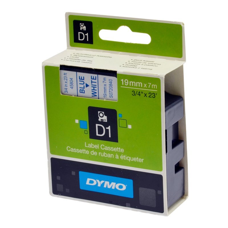 Taśma Dymo D1 - 19 mm x 7 m, Niebieski / Biały