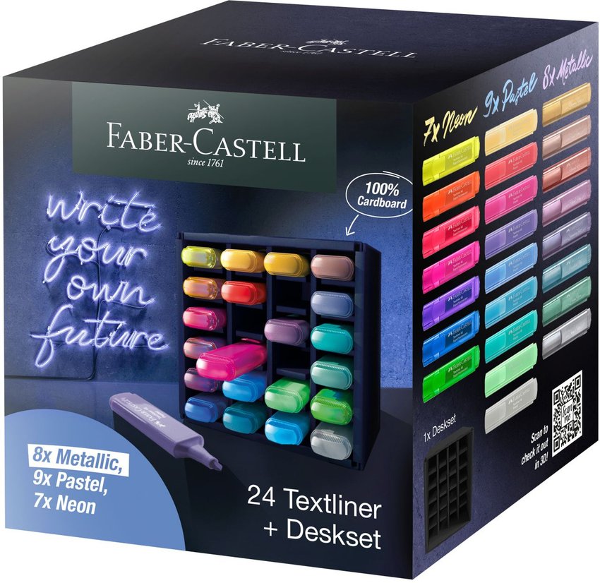 Zestaw Zakreślaczy 1546 24 Kol.Kartonowyprezenter Na Biurko Faber-Castell