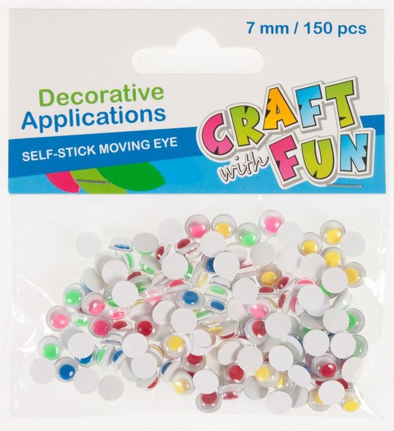Ozdoby dekoracyjne samoprzylepne Oczy 7 mm kolorowe  /Craft With Fun 386919