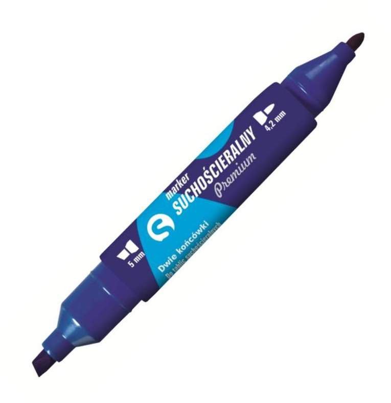 Marker Suchościeralny Tetis 2 Końcówki Niebieski KM504-V2
