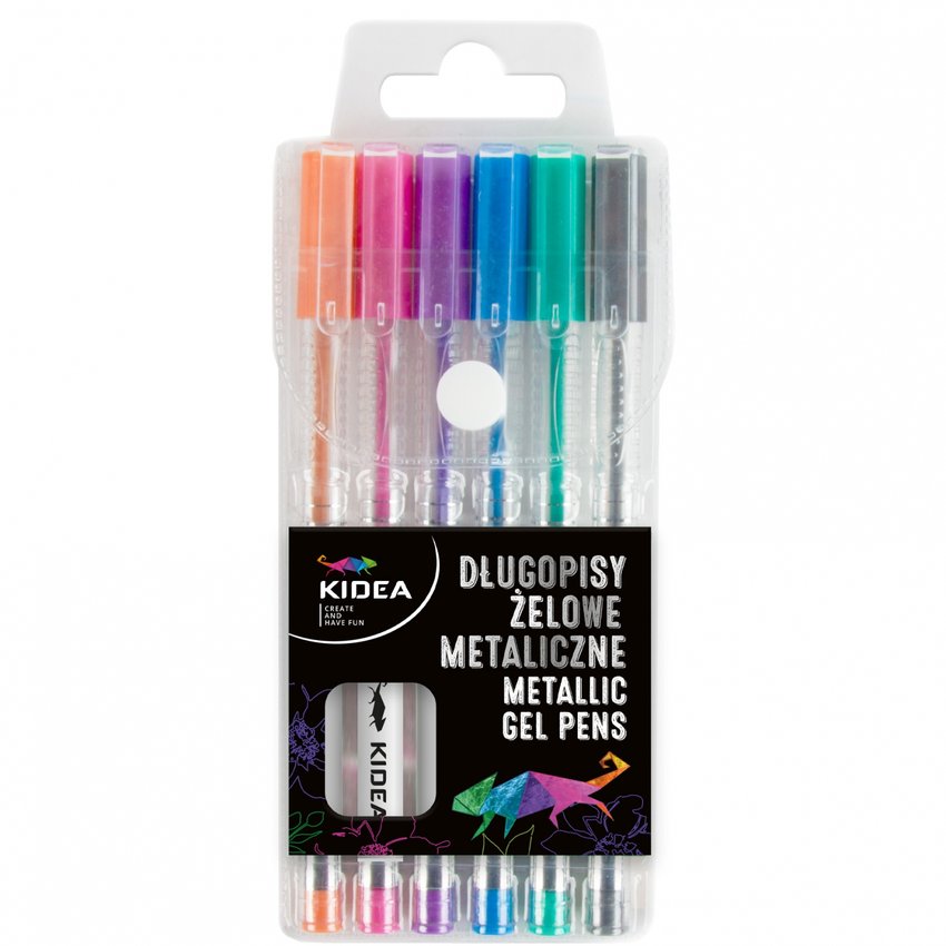 Długopisy Żelowe 6kol Metaliczne /Kidea