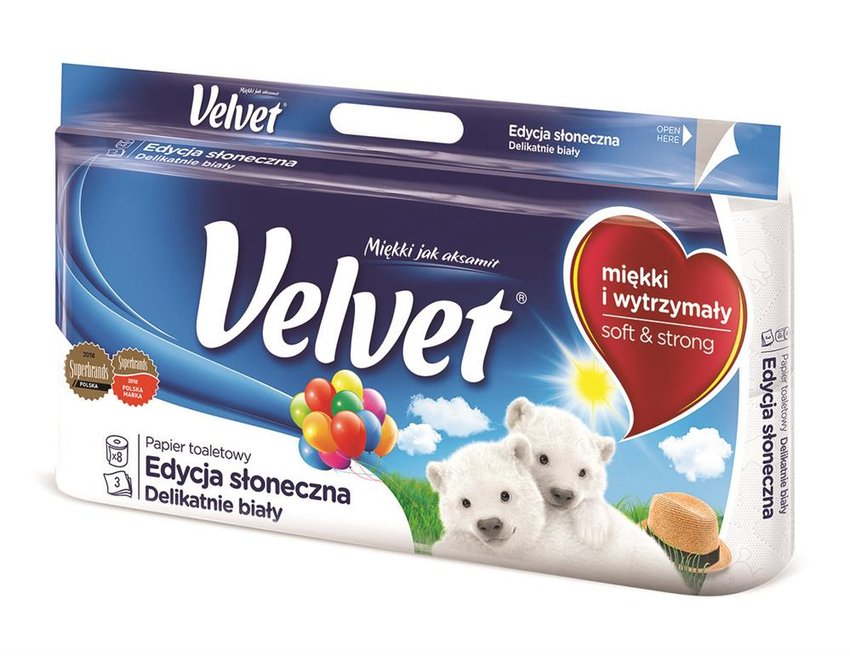 Papier Toaletowy Celulozowy Velvet Edycja Specjalna 3-Warstwowy 162 Listki 8Szt. Biały