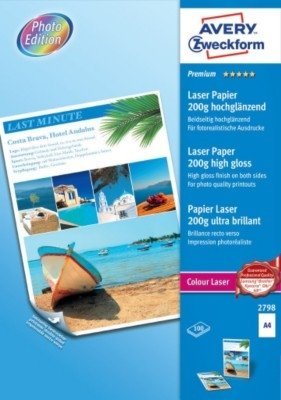 Papier Fotograficzny Premium Obustronnie Powlekany 200g 100szt. Avery 210x297 Biały Wysokobłyszczący No.2798