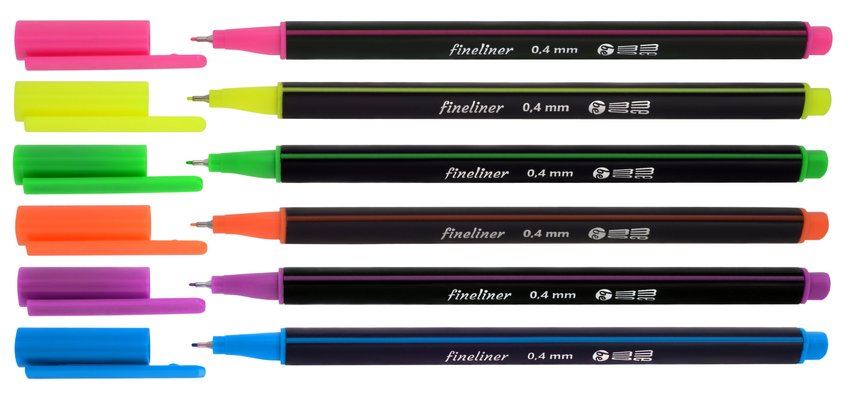 Cienkopisy Neonowe Memobe 0,4Mm, 6 Kol.Op. Kartonowe