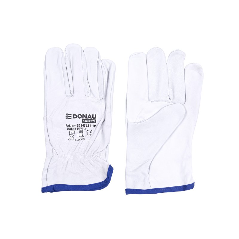 Rękawice Robocze Donau Safety Skóra Kozia Rozm. 10/XL Białe  /DONAU SAFETY