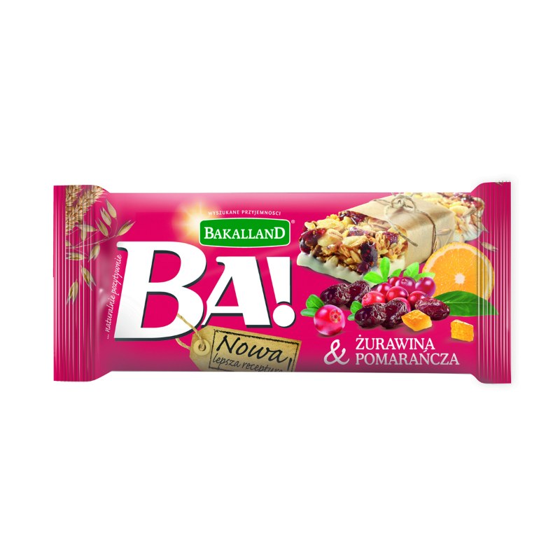 Baton Zbożowy Ba! Żurawina I Pomarańcza Bakalland 40G