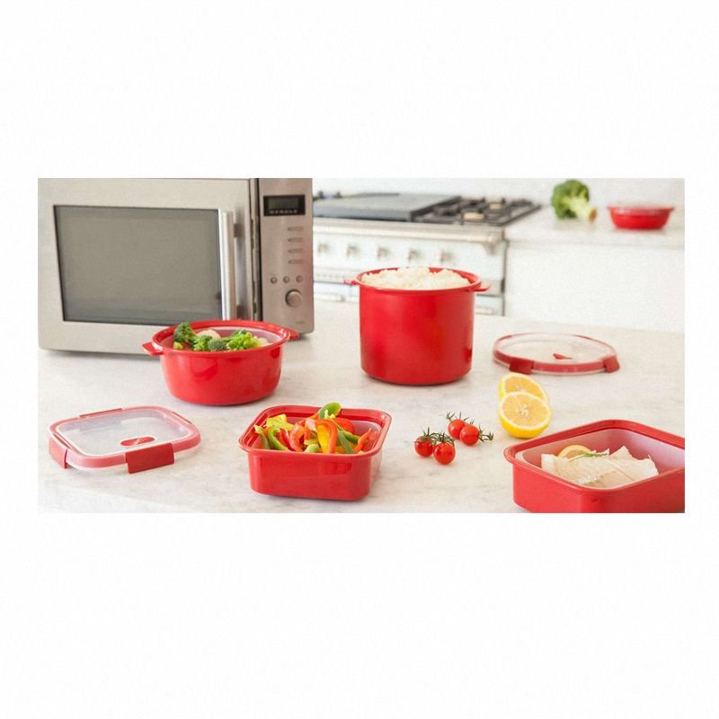 Pojemnik Na Żywność Prostokątny Smart Micro-Wave Steamer 1,2L Czerwony / Curver 232584