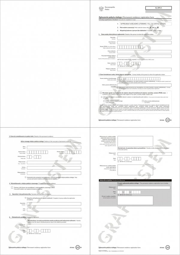 Zgłoszenie Pobytu Stałego E-1 / Graf-System
