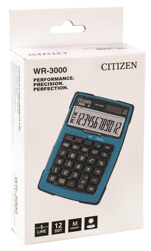 Kalkulator Wodoodporny Citizen Wr-3000 152X105mm Niebieski