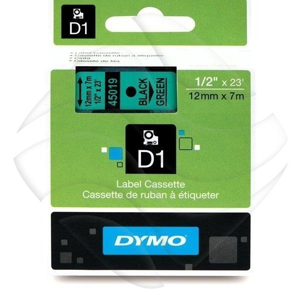 Taśma Dymo D1 12mm x 7m (45019) Zielona/Czarny Nadruk
