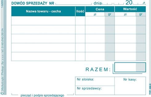 Dowód Sprzedaży (Paragon) A7 Wielok. Poziom 260-9 /MiP