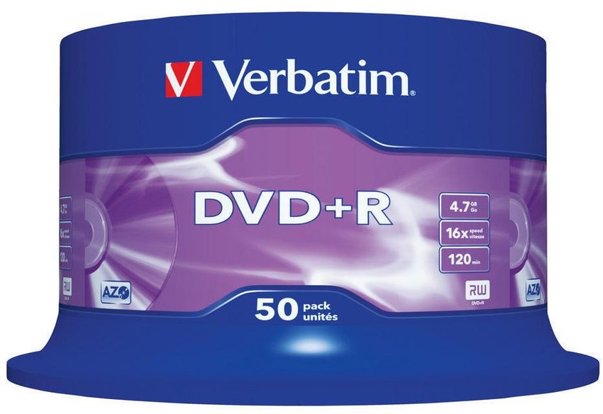 Płyta Dvd+R Verbatim Azo 47Gb Prędkość 16X Cake 50Szt. Srebrny Mat
