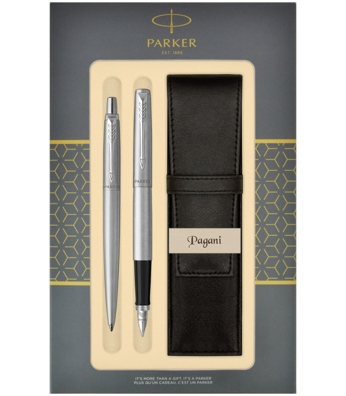 Komplet Parker Długopis +Pióro+ Etui Pagani Jotter Stalowy CT BP