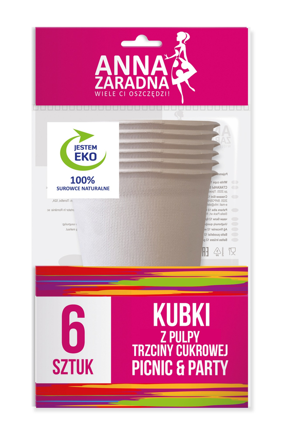 Kubki do napojów z pulpy trzciny cukrowej 6szt / AZ